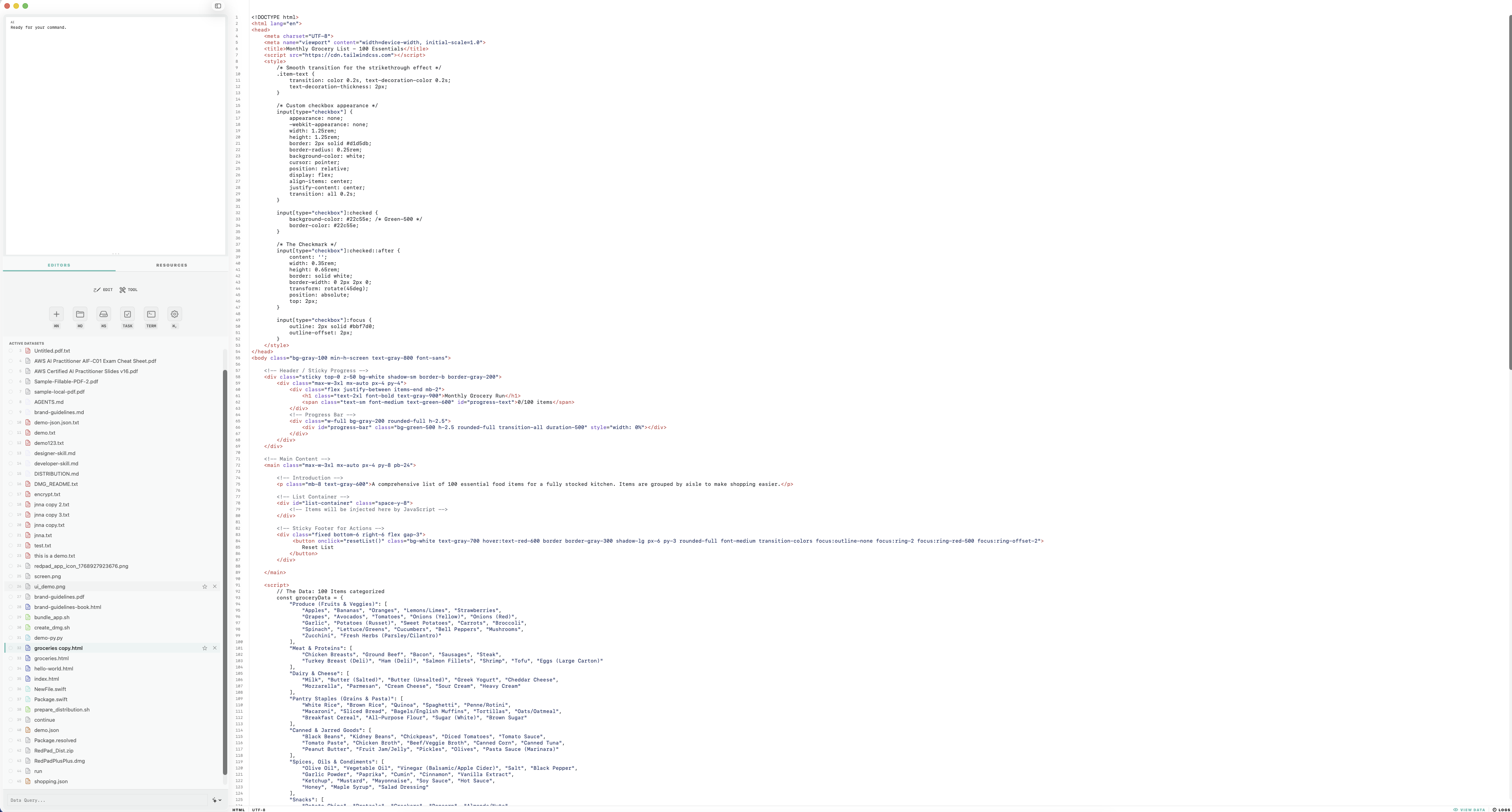 RedPad++ Main Interface